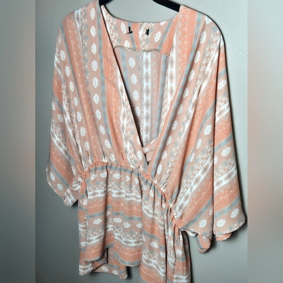 Women's Boho Western Empire Waist Wide Sleeve Tunic, Size Large - Picture 2 of 4